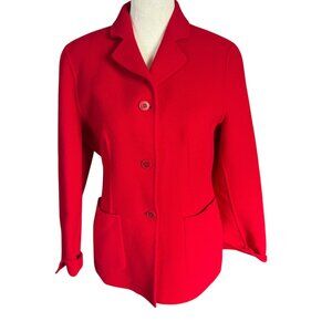 Talbots Petites red long sleeve collared button down wool blazer jacket PS